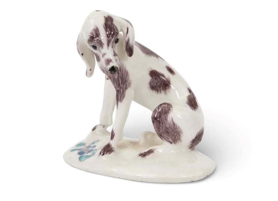 A Bow figure of a Dismal Hound, c.1758